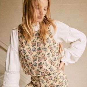 Sezane Jacopo Jacket Top, Jacquard Roselle, Floral